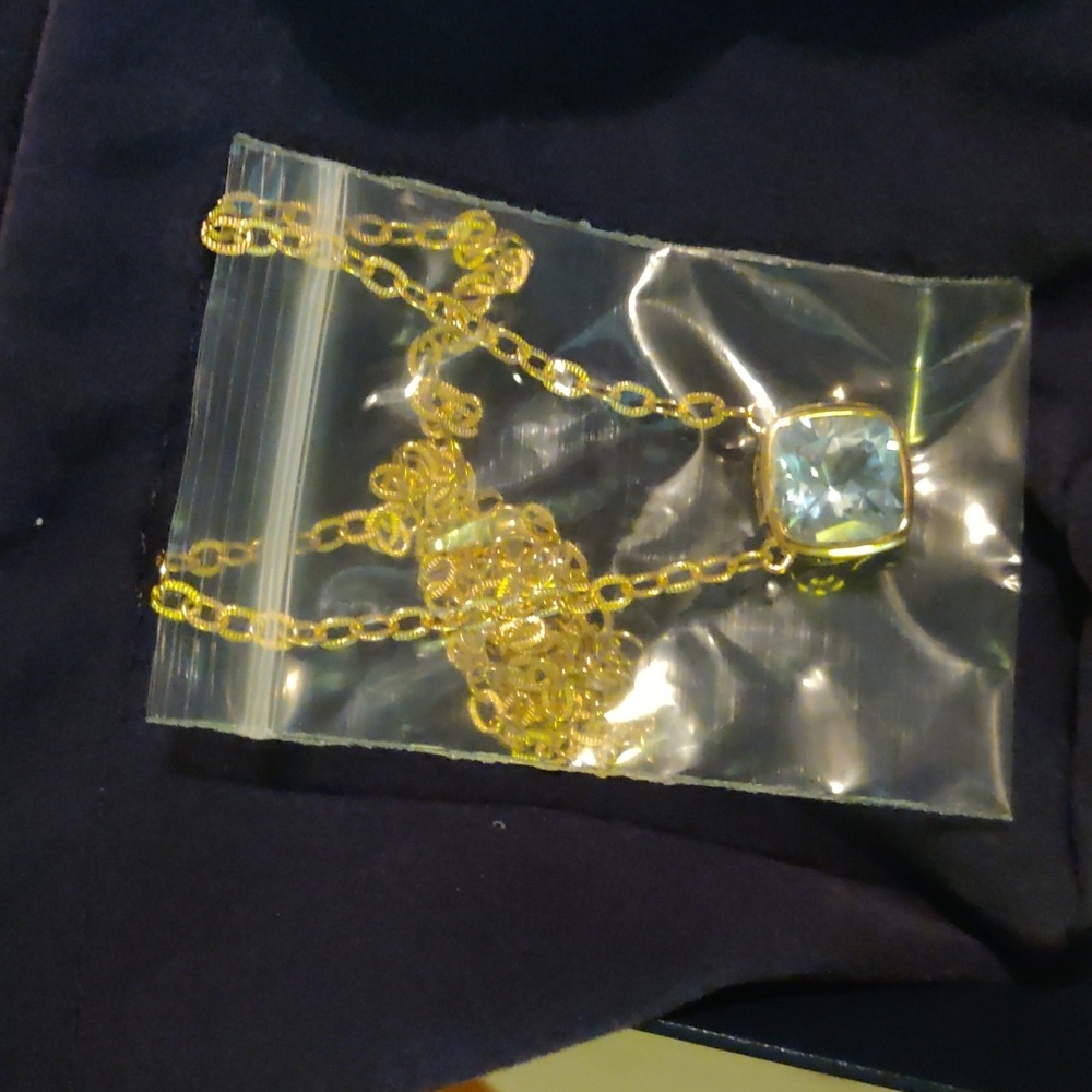 Affinity Gems NWT Blue Topaz With 14kt And 925 Necklace 18-20 Inches Brand New